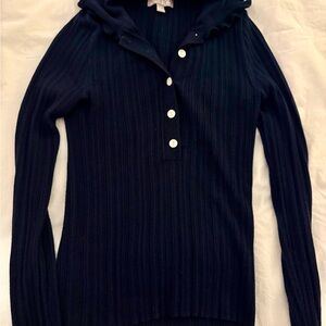 Jcrew Ribbed Long Sleeve Polo sweater